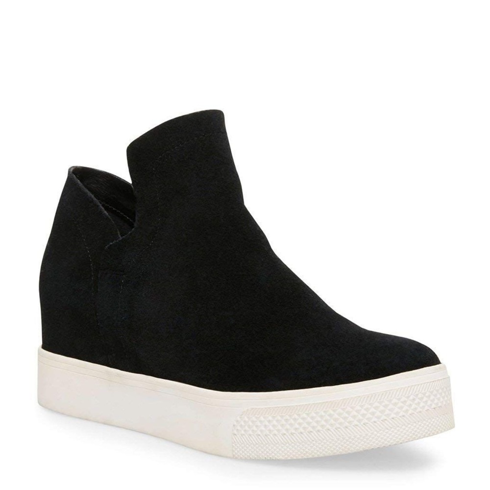 Steve Madden Suede Black and White Platform Sneakers